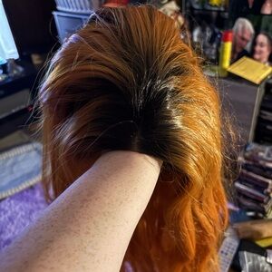 Vibrant Orange and Black Women's Wig